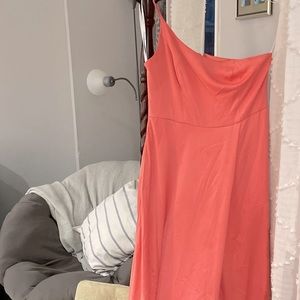 One strap shoulder dress by David’s Bridal